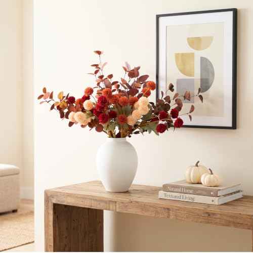 Orange Fall Flower Arrangement with Vase (12 Count)