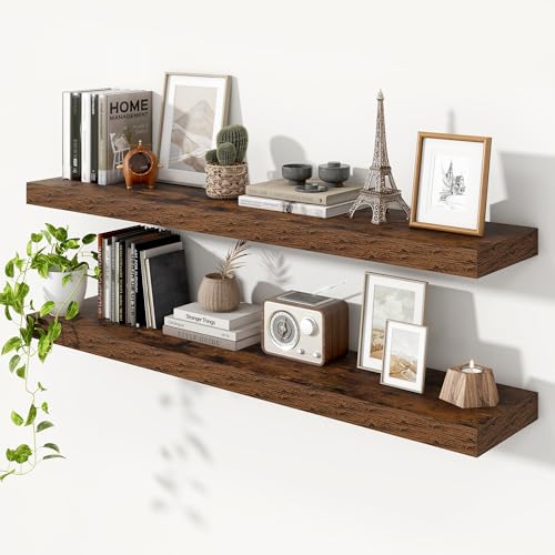 Floating Shelves 55.1" W x 10.3" D Rustic Brown Set of 2 (2 Count)