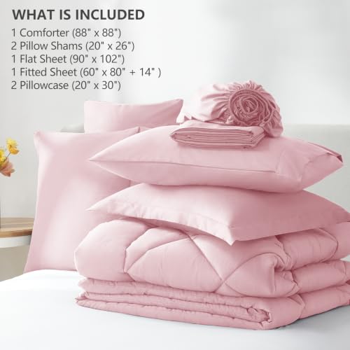 Queen Comforter Set with Sheets Pink