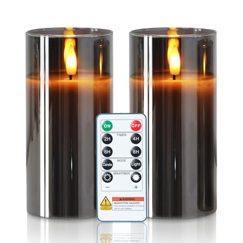Grey Glass Flameless Candles
