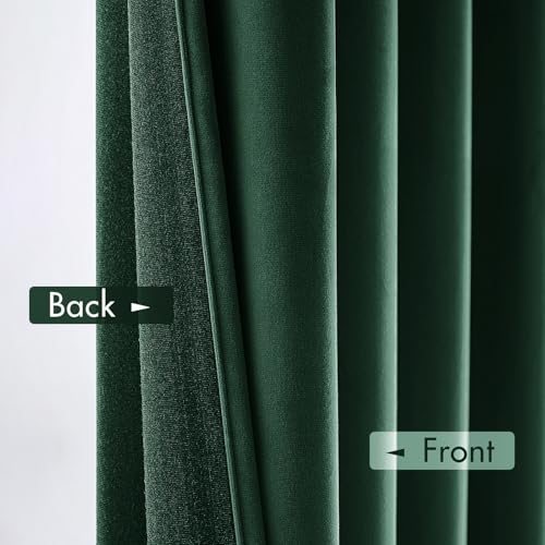 Emerald Green Blackout Velvet Curtains Drapes 96 Inch Long 52"x96" (2 Count)