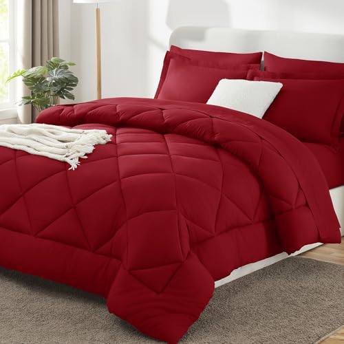 King Size Comforter Set Dark Red