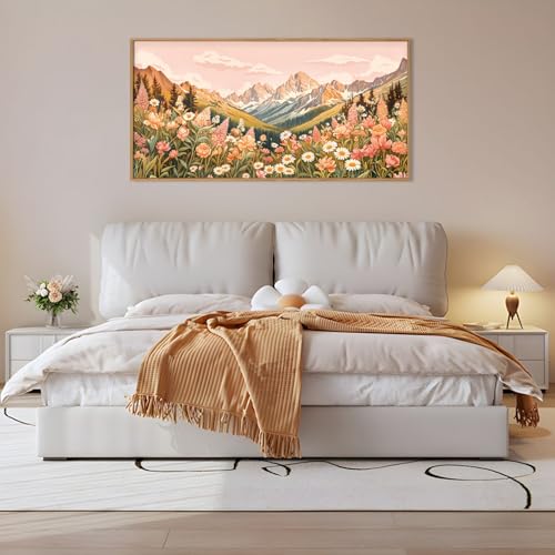 Large Abstract Colorful Mountain Framed Canvas Wall Art