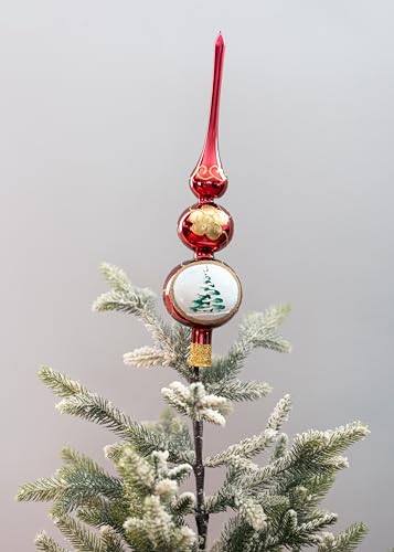 Christmas Tree Topper Mouth Blown Finial Tree Topper Midcentury Tree Topper Hand Decorated Made in Poland