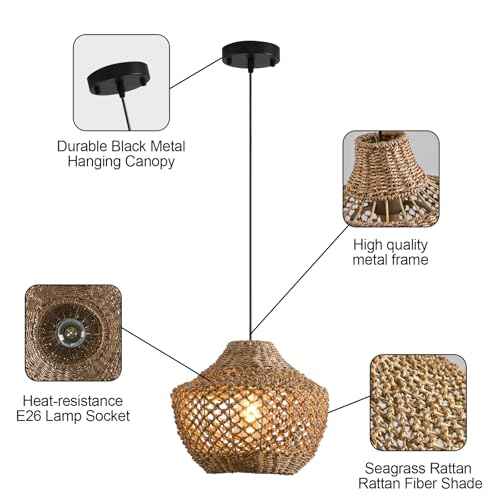 2 Pack Rattan Pendant Light (2 Count)