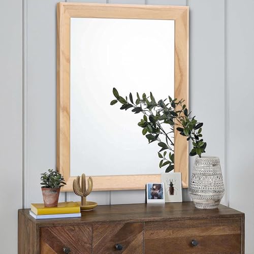 Rustic Mirrors for Wall Rectangle Wood Frame Mirror Large 26"x18" Decorative for Farmhouse Bedroom Bathroom Living Room Large