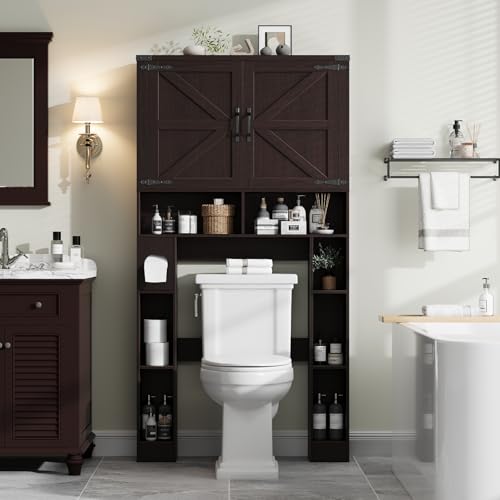 Home Space Saving Toilet Rack with 2 Barn Doors