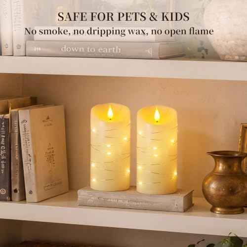 Flameless Candles with String Lights (2 Count)