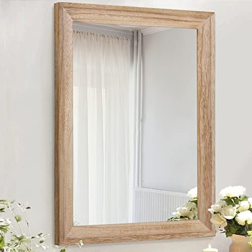 Rustic Mirrors for Wall Rectangle Wooden Frame Hanging Mirror for Bedroom Bathroom Living Room Entryway Large 20"x16"