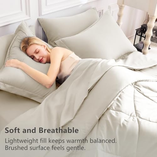 Queen Comforter Set with Sheets Oatmeal