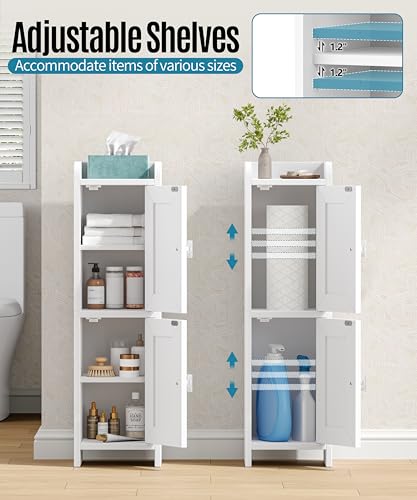 Rattan Small Bathroom Cabinet Narrow Toilet Paper Organizer White