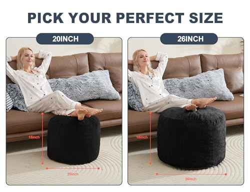 Large Ottoman Corduroy Pouf Foot Stool Foot Rest