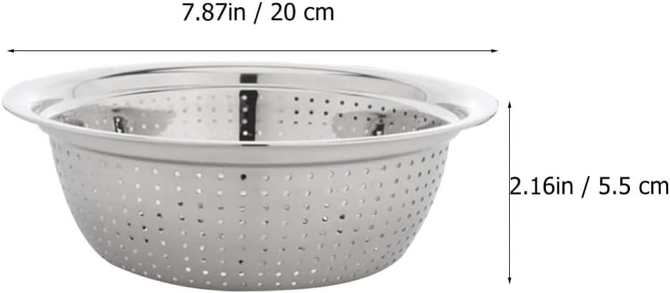 Hemoton Stainless Steel Rice Washing Bowl Kitchen Strainer Colander Bowl Fruit Vegetable Washing Basket for Rice Food Pasta Colander Drain Basket (Silver)