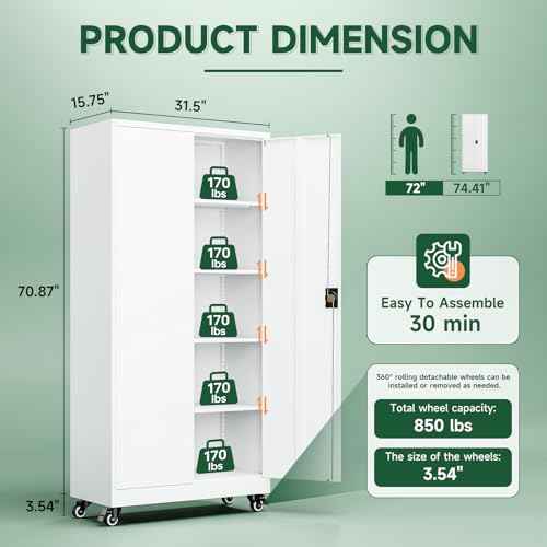 Metal Garage Storage Cabinets with Lock Door and Adjustable Shelves