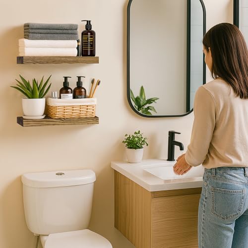 Wood Floating Shelves for wall 12 inch Set of 2 (2 Count)