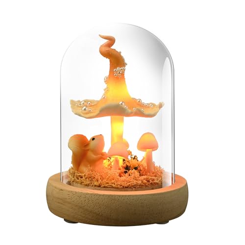 Mushroom Lamp in Glass Dome