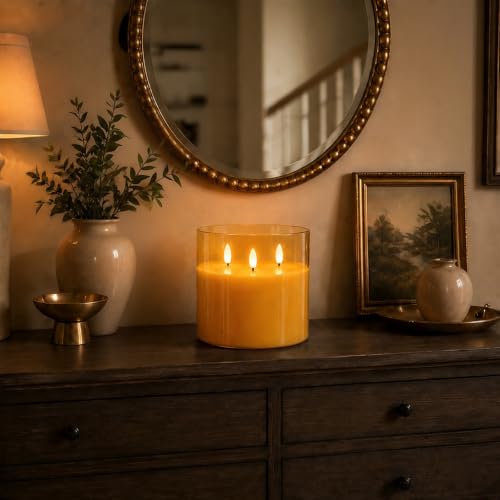 Amber Large Glass Flameless LED Candle