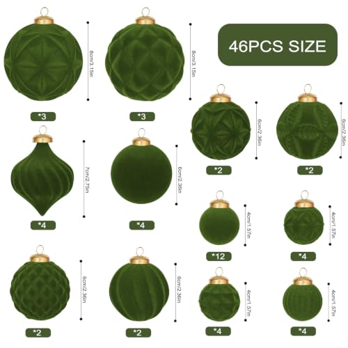 46PCS Velvet Christmas Ball Ornaments Set (46 Count)