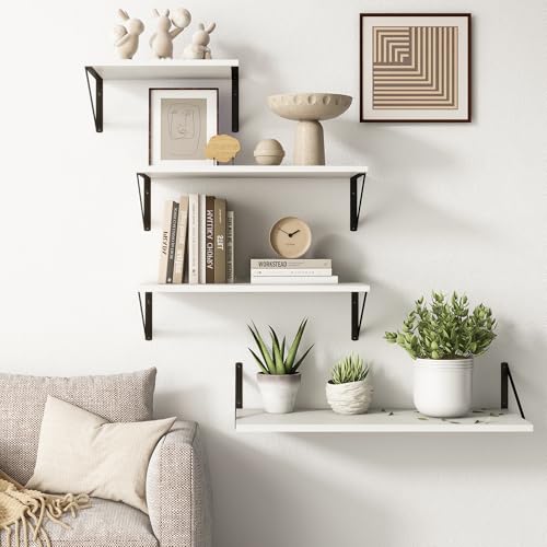 Deep White Floating Shelves for Wall (2 Count)
