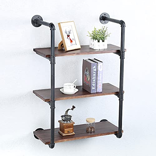 Industrial Pipe Shelves With Wood Planks