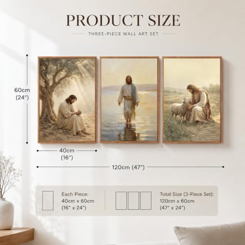 KAlRNE Vintage Jesus Christian Decor God Scripture Wall Art Set (3 Count)