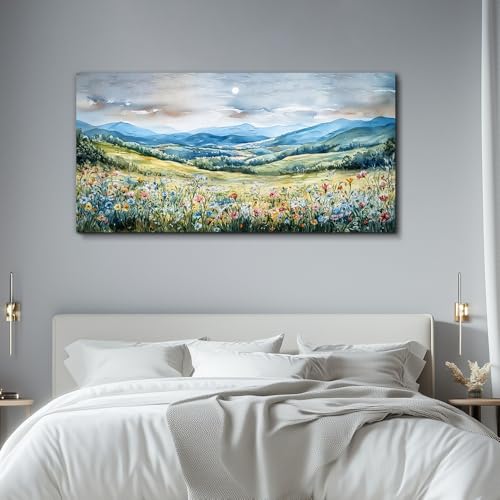Large Wall Art For Living Room Canvas Wall Decor For Bedroom Field Scenery Watercolour Wall Painting Office Decor Stretched And Framed Pictures Printing Artwork Home Decor Mural 20x40 In