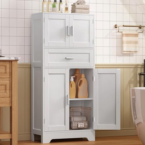 Bathroom Storage Cabinet with Adjustable Shelf & Large Drawer