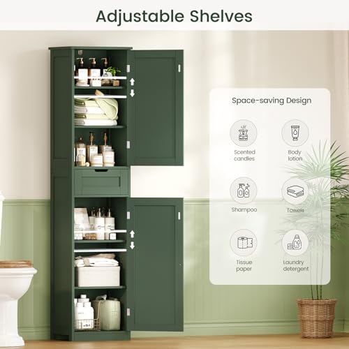 66.9" Tall Bathroom Storage Cabinet with 2 Doors & 1 Drawer