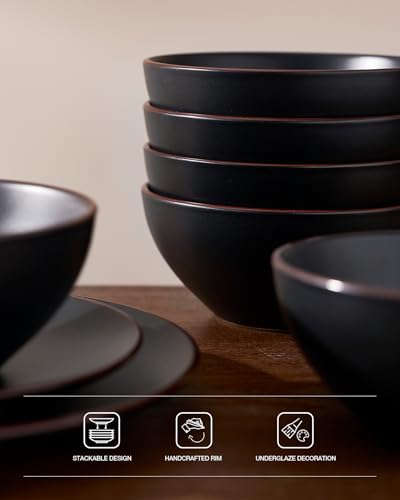 Venus Stoneware Dinnerware Sets with Pasta Bowls (24 Count)