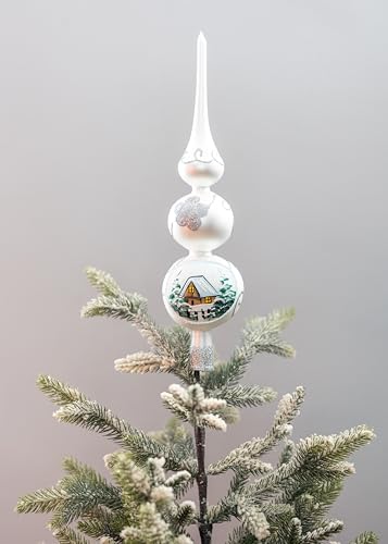 Christmas Tree Topper Ornaments Mouth Blown Ornament Glass Finial Tree Topper Hand Decorated Made in Poland