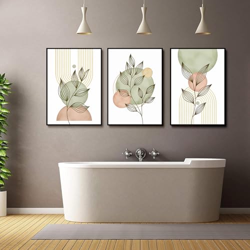 3Pcs Sage Green Boho Canvas Wall Art (3 Count)