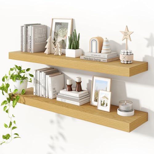 Floating Shelves 47.2" W x 10.3" D Oak Set of 2 (2 Count)