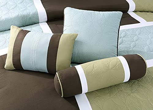7 Piece Quilted Patchwork Comforter Set
