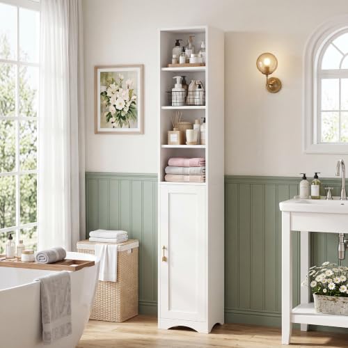 Narrow Bookcase with 6 Adjustable Shelves