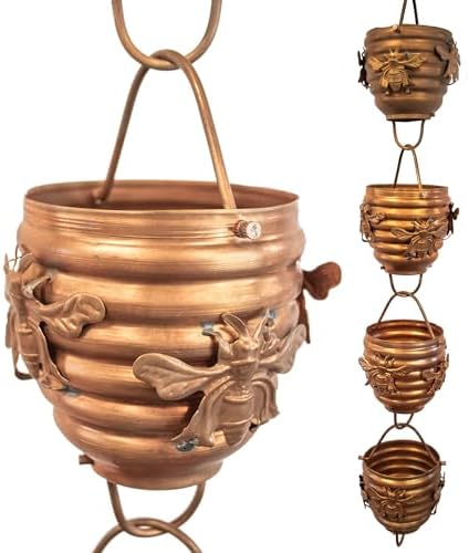 Nutshell Stores Honeybee & Hive Copper Rain Chain - Copper - 17 Feet
