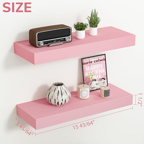 Pink Floating Shelves for Wall (2 Count)