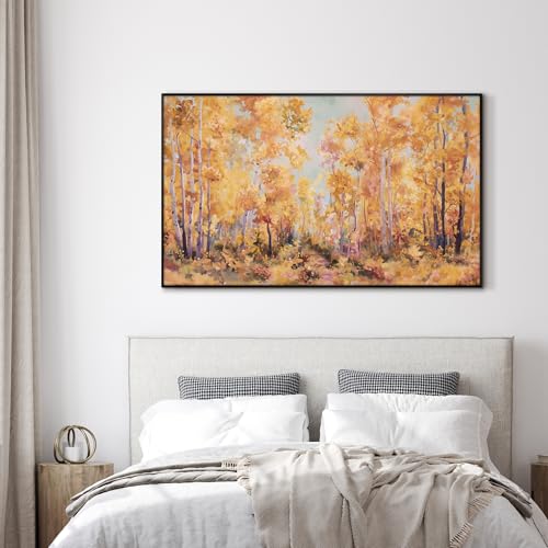 30"x60" Extra Large Framed Wall Art Golden Autumn Forest Path with Vibrant Foliage for Home Living Room Bedroom Decor