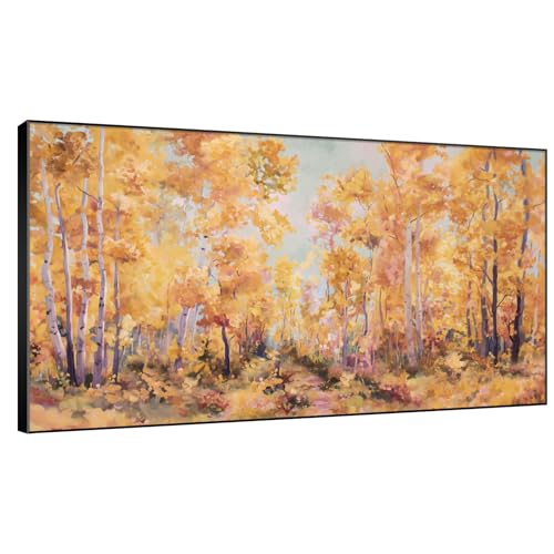 30"x60" Extra Large Framed Wall Art Golden Autumn Forest Path with Vibrant Foliage for Home Living Room Bedroom Decor