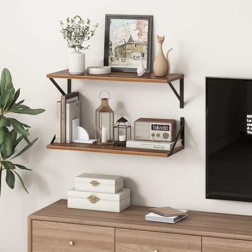 Deep Walnut Floating Shelves for Wall (2 Count)