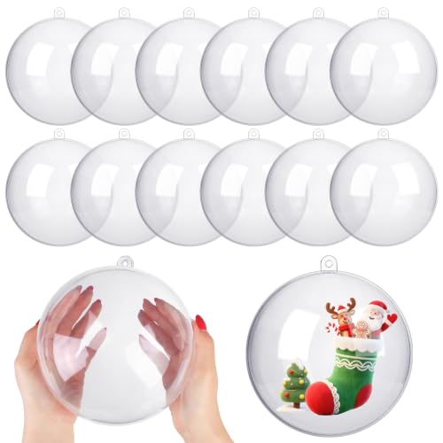 12 Pieces 6.3 Inch Christmas Clear Plastic Fillable Ball Ornaments (50 Count)