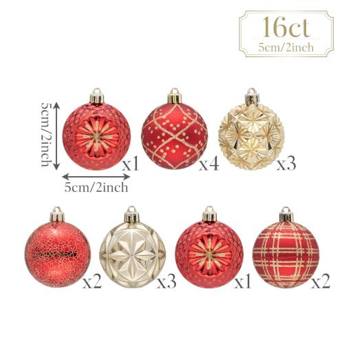 16ct Christmas Tree Decorations Ball Ornaments 2 Inches (16 Count)