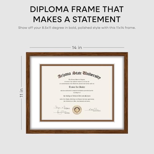 11x14 Brown Oak Diploma Frame