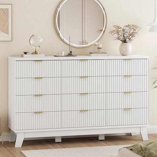 Fluted Dresser for Bedroom with 12 Drawers