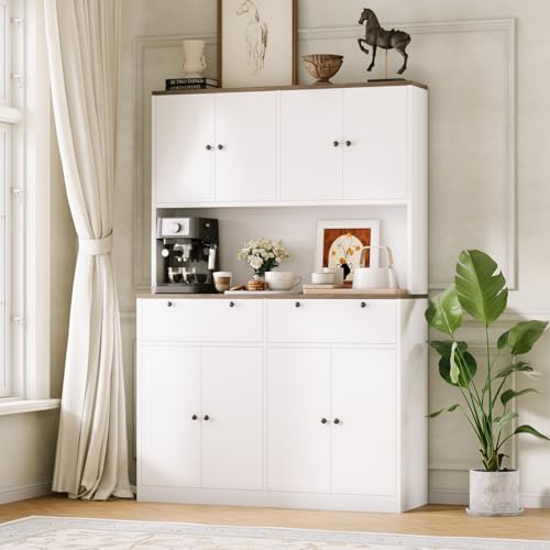71" Tall Kitchen Pantry Storage Cabinet with Charging Station