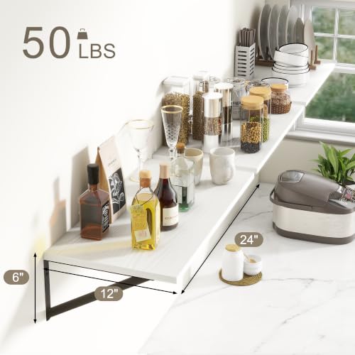 White Floating Shelves 24 Inch Long (3 Count)