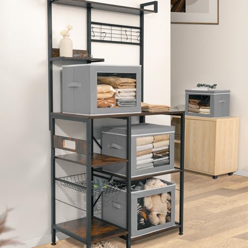 Storage Bins Storage Baskets for Shelves with Window (3 Count)