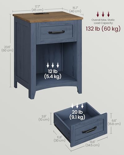 Farmhouse Nightstand with Charging Station