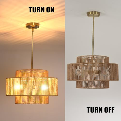 4-Light 3-Tier Rattan Chandelier