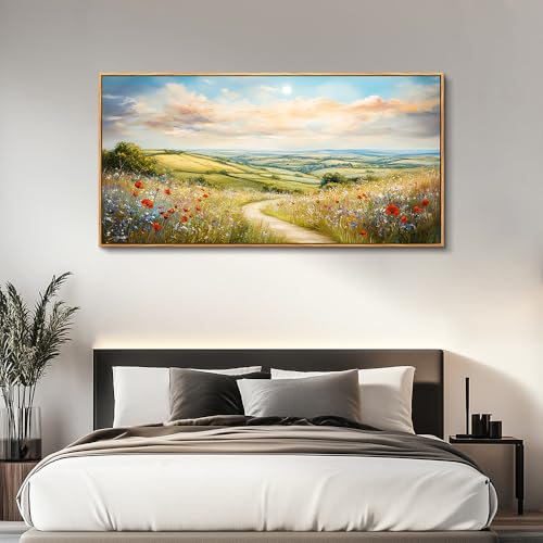 Large Wall Art For Living Room Canvas Wall Decor For Bedroom Mountain Path Landscape Painting Wood Frame Farmhouse Restaurant Home Wall Decorations Art Print Posters Ready To Hang 20"X40"