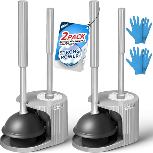 2Pack 3in1 Toilet Brush and Plunger Set (2 Count)